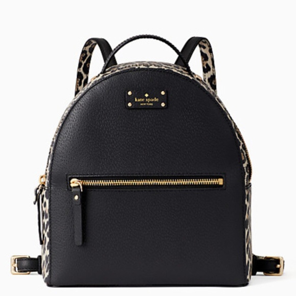 Kate Spade Sammi Backpack~ Black leather leopard